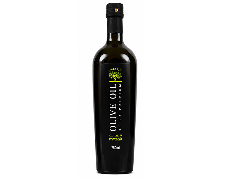 Mazak Ultra Premium Organic extra virgin olive oil, 750 ml bottle, front label
